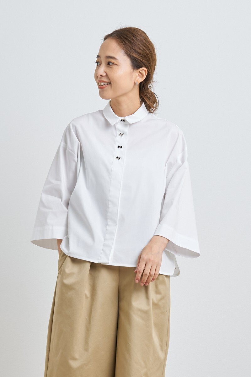 yori リボンボタンショートシャツ