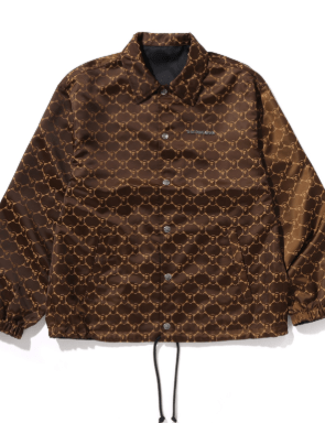 A BATHING APE SOLID CAMO JACQUARD NYLON REVERSIBLE COACH JACKET
