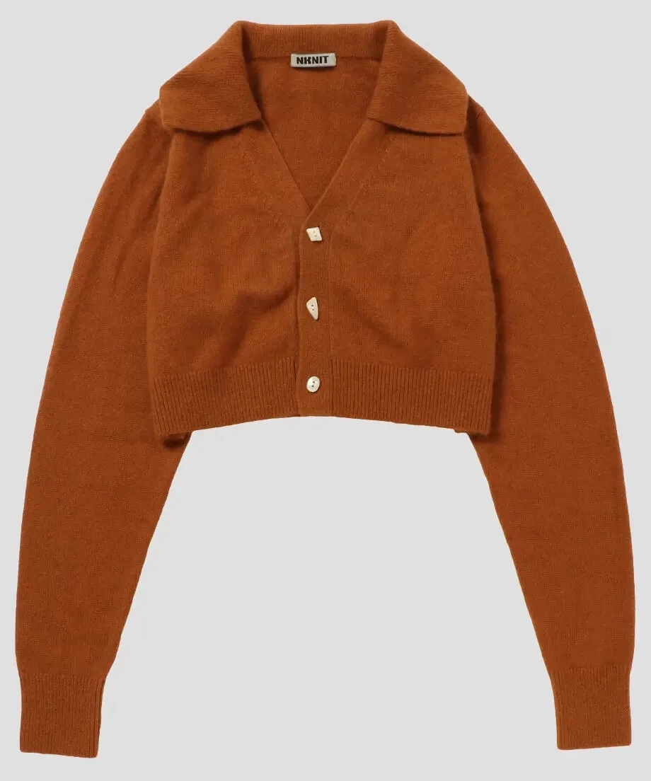 NKNIT raccoon mix collar KNIT cardigan short