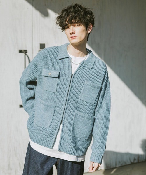 RAGEBLUE DOUBLE ZIP COVERALL KNIT JACKET / ダブルジップカバーオールニットジャケット