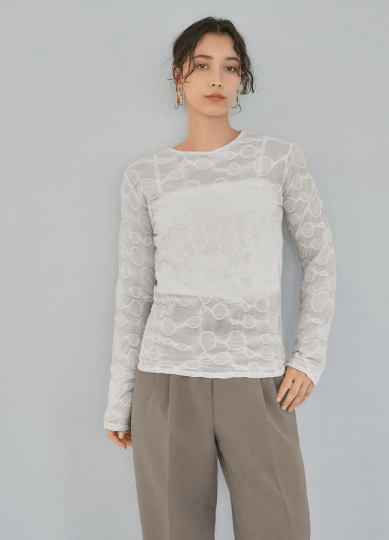 STYLE DELI サークル柄シワ加工シアートップス