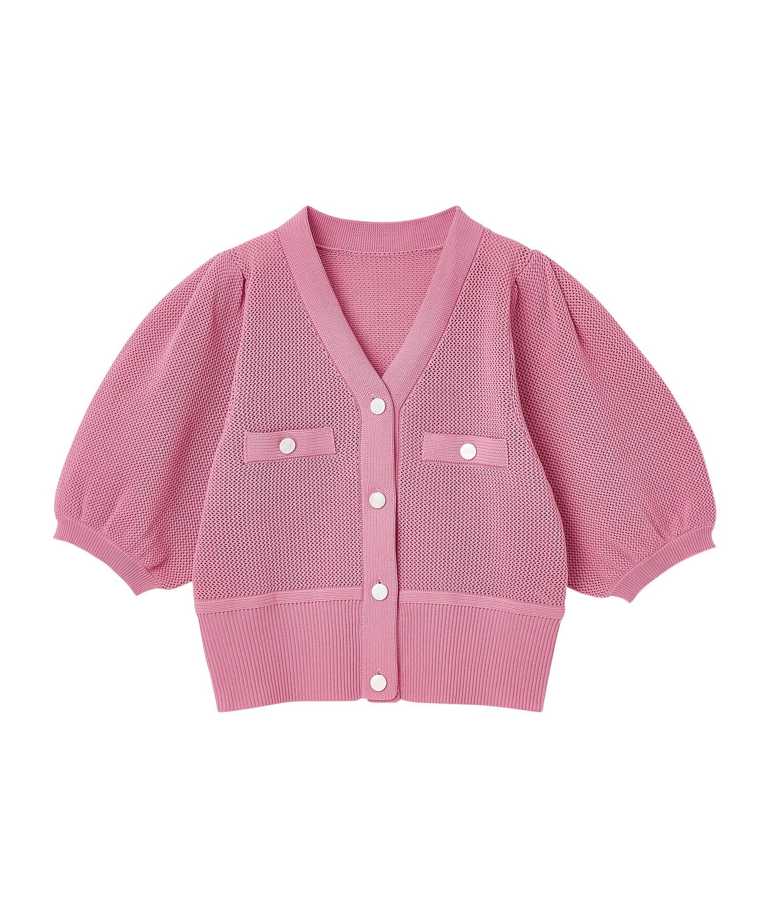 COCODEAL メッシュパフスリーブボタンデザインニット