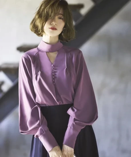 RUIRUE BOUTIQUE タックスリーブデザイントップスブラウス