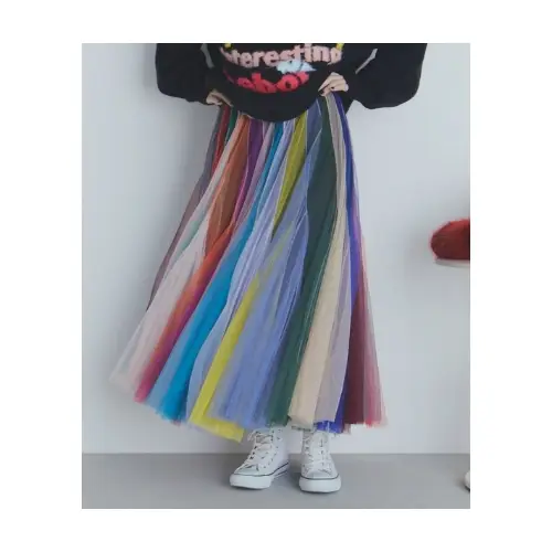 manana suerte ボリュームストライプチュールスカート