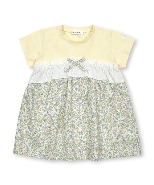 SLAP SLIP 花柄フリルドッキング半袖Tシャツ