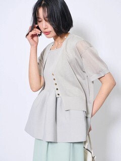 TONAL シアー半袖ニットカーデ