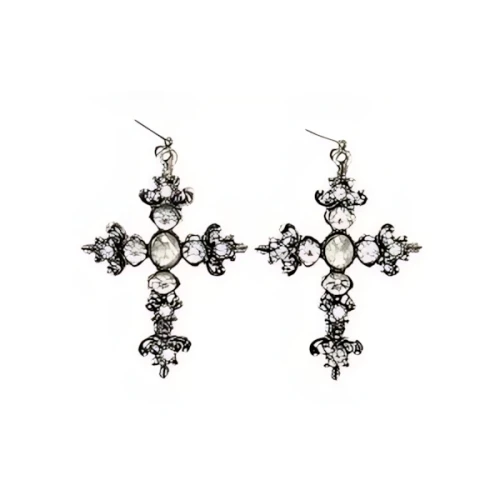 OHTNYC CRYSTAL CROSS EARRINGS