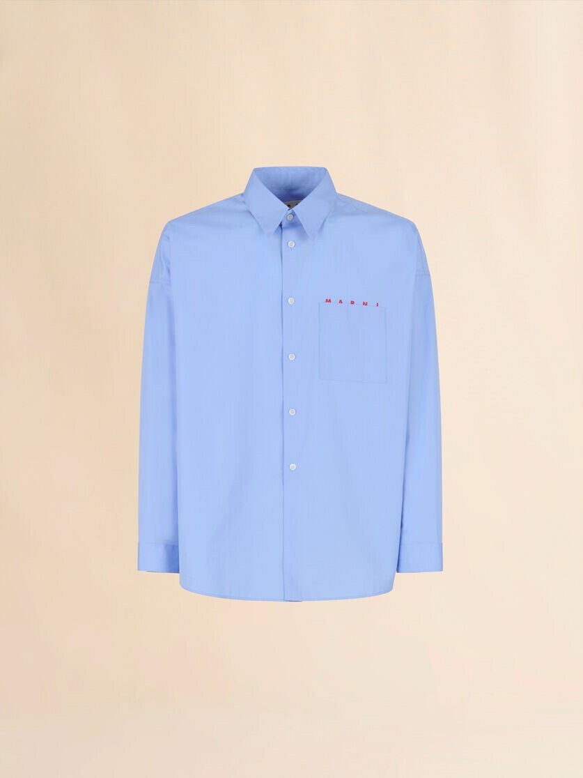 MARNI ライトブルー オーガニックポプリン製シャツ マルニロゴ入り