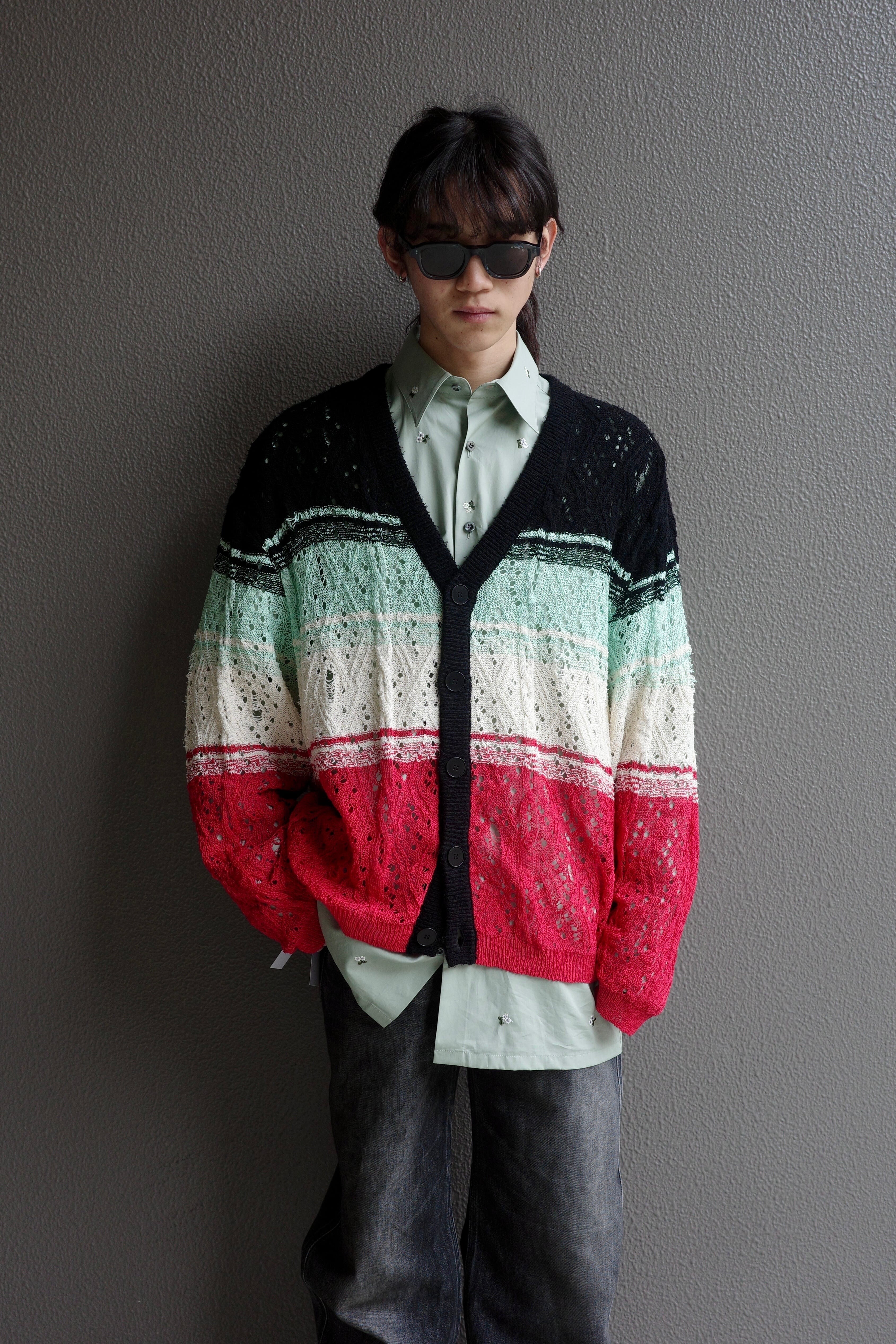 Kota Gushiken 【Broken Lace Border Cardigan -Black-】