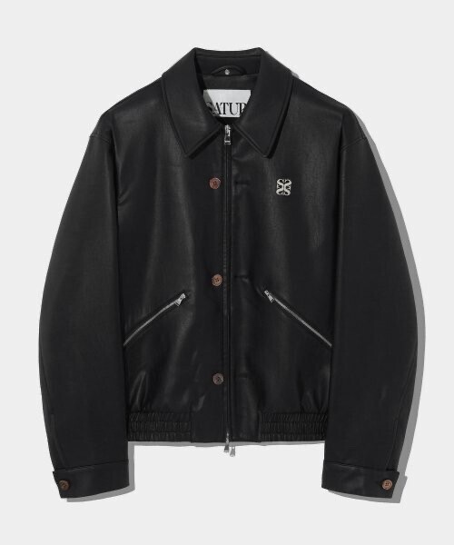 SATUR Theo Vegan Leather Blouson Jacket Organic Black