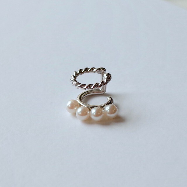 warmth Quad Pearl&Twist Ear Cuff