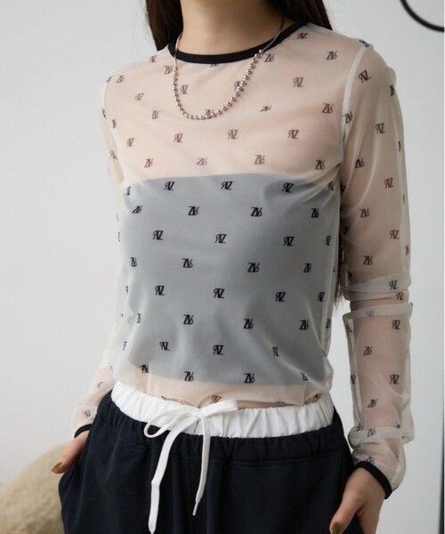 AZUL by moussy ロゴシアートップス