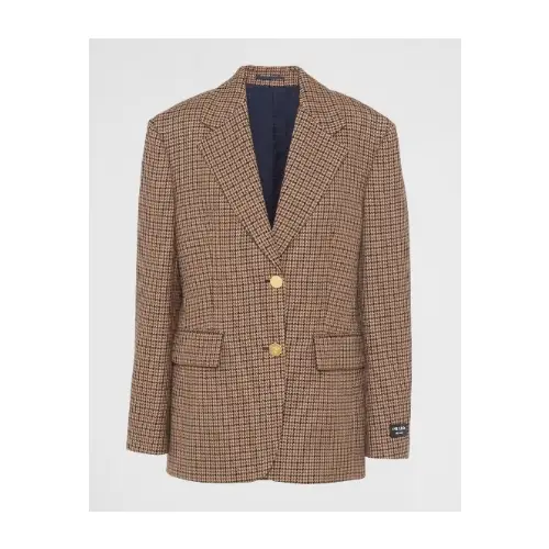 PRADA Single-breasted houndstooth check jacket
