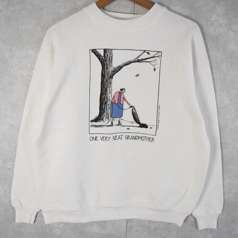 Hanes 90's USA製 "ONE VERY NEAT GRANDMOTHER" イラストプリントスウェット