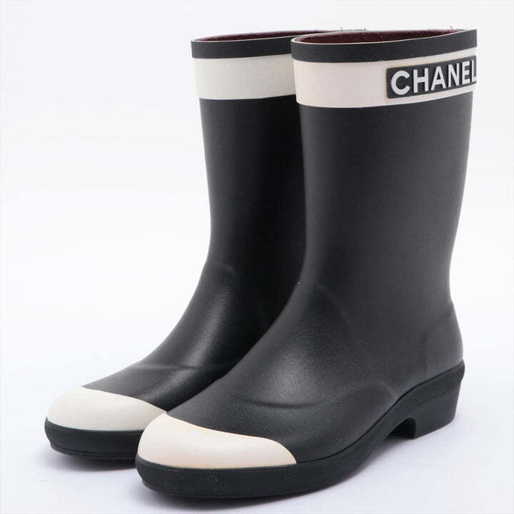CHANEL シャネル ココマーク ラバー レインブーツ 39 レディース ブラック G34881