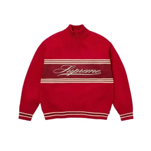 Supreme Script Stripe Half Zip Sweater