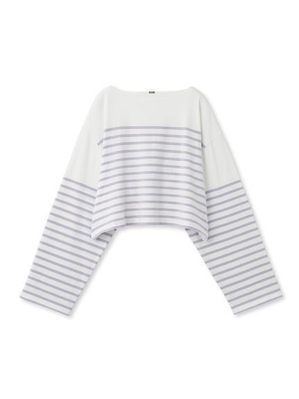 Mila Owen ボートネック短丈ワイドボーダーTシャツ