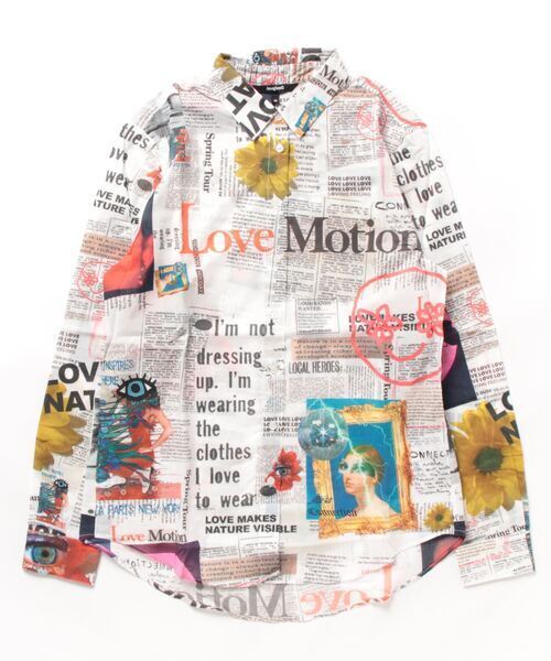 Desigual ニュースペーパー 長袖シャツ