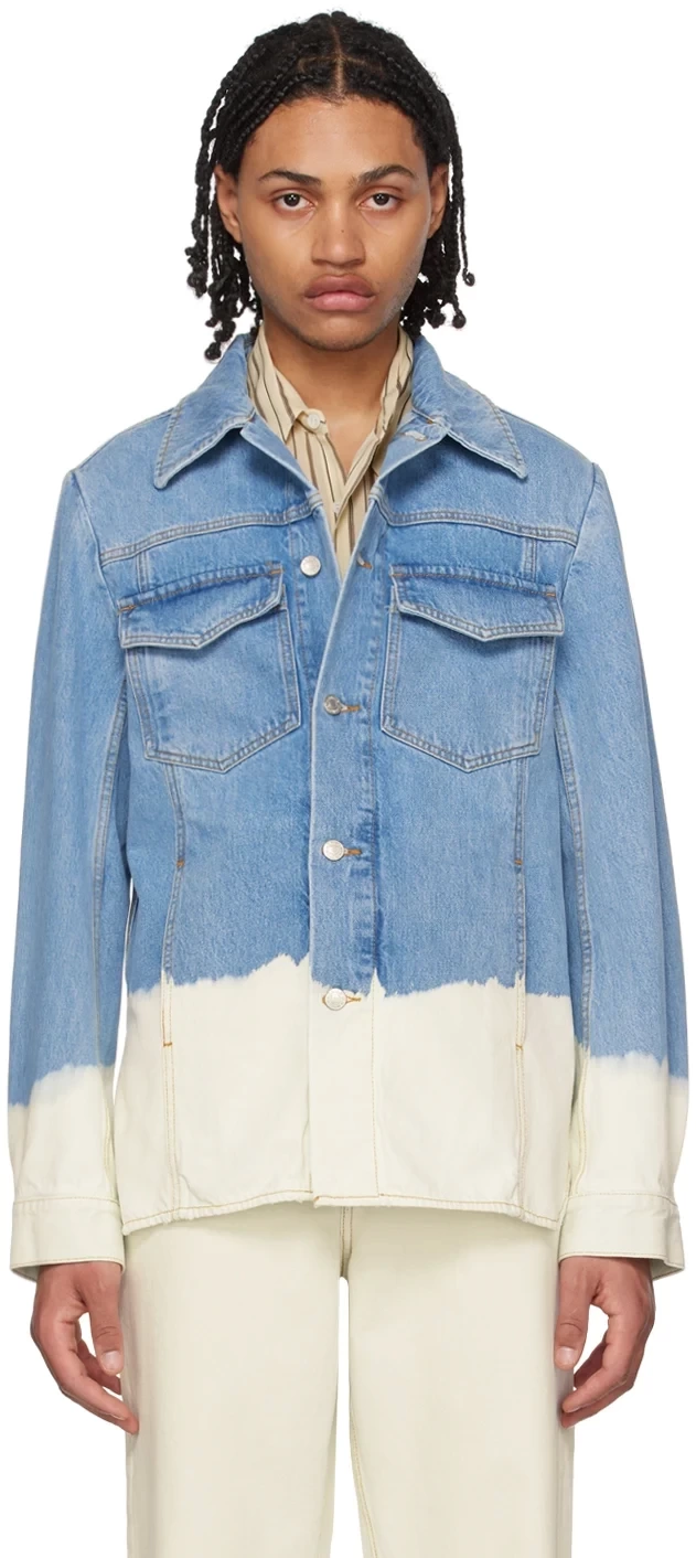 Dries Van Noten ホワイト＆ブルー デニムジャケット