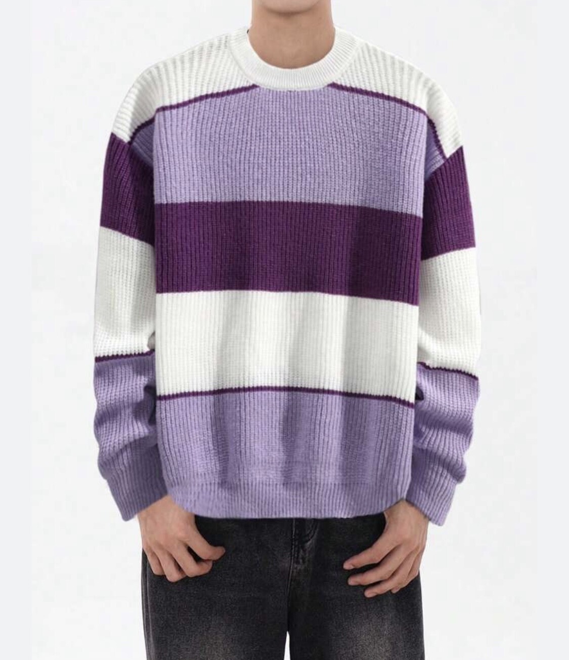SHEIN Manfinity Hypemode Men's Color Block Round Neck Sweater