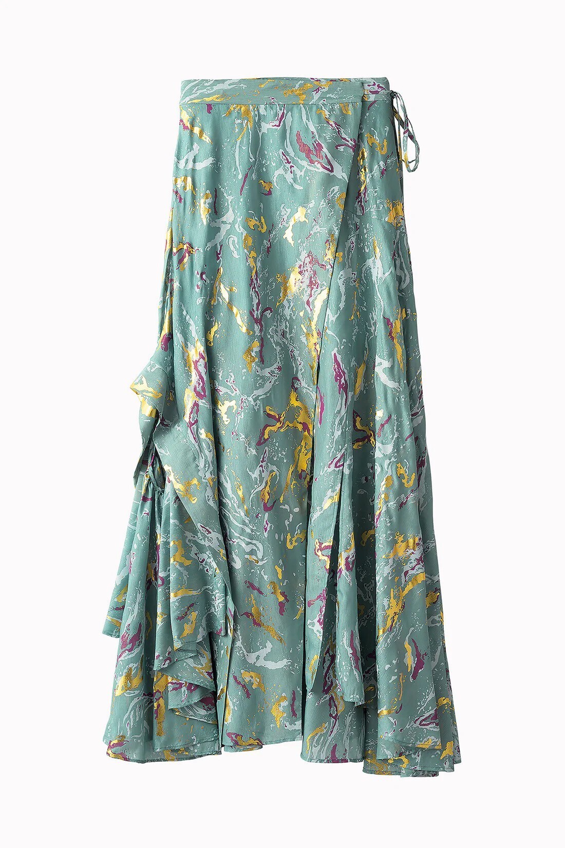 MURRAL Flower vein foil skirt (Green)