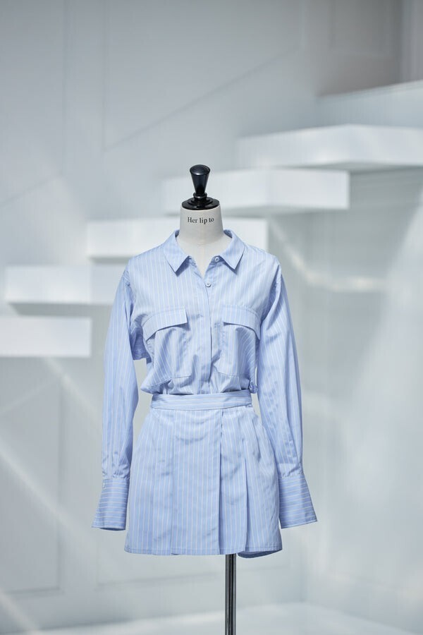 Her lip to Armace Stripe Shirt Romper
