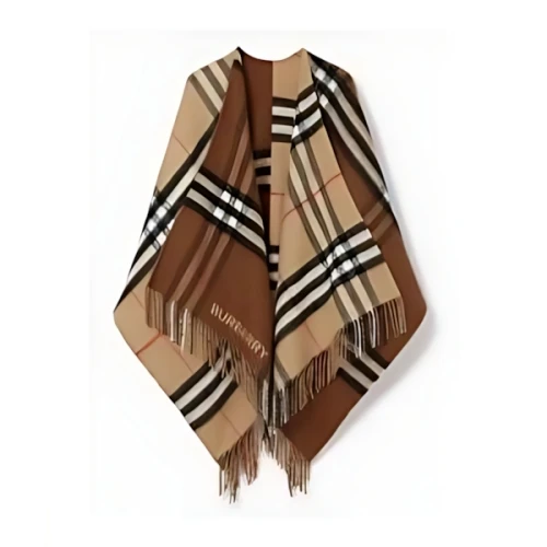 BURBERRY コントラストチェック ウールカシミア ケープ