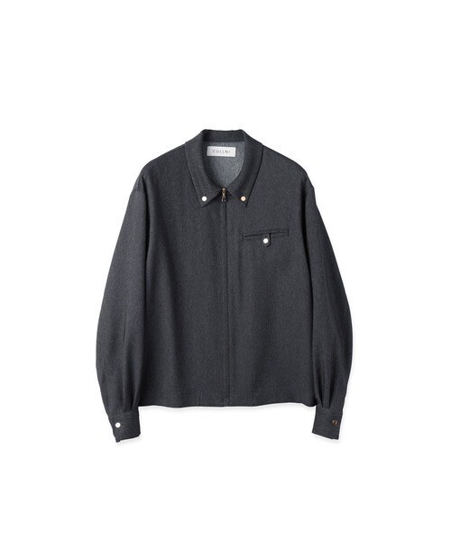 CULLNI Faux Denim Button-Tab Pocket Zip Up Shirt