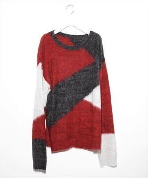 LEGENDA BLOCKING MOHAIR風ルーズシルエットクルーネックニット