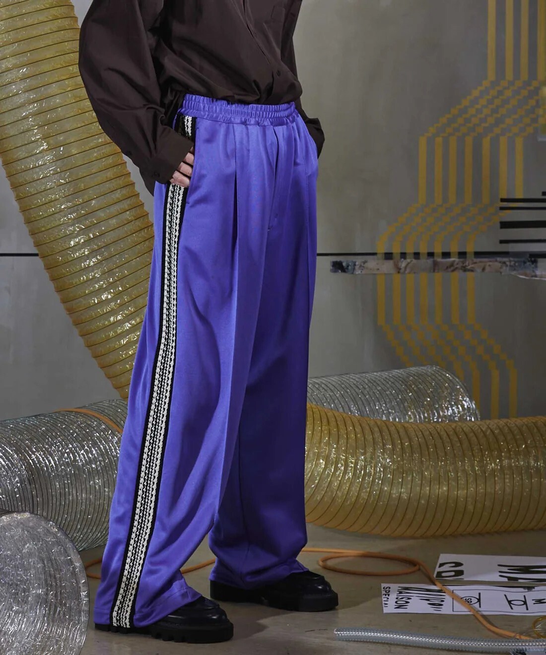 MAISON  SPECIAL Crochet Side Line Prime-Wide Easy Pants