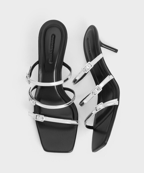 CHARLES & KEITH クリスタルバックルヒールミュール