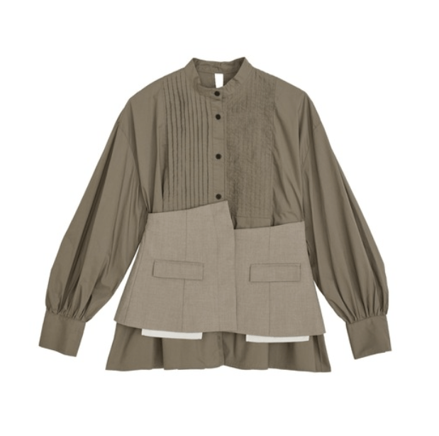Ameri CORSET PIN TUCK BLOUSE