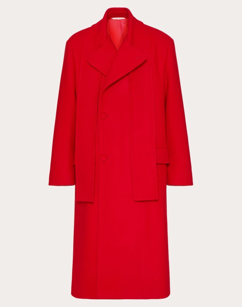 VALENTINO ダブルブレスト スカーフカラー ウール コート
