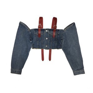 M.Y.O.B NYC DENIM OFF SHOULDER TOPS (w/LEATHER BELT)