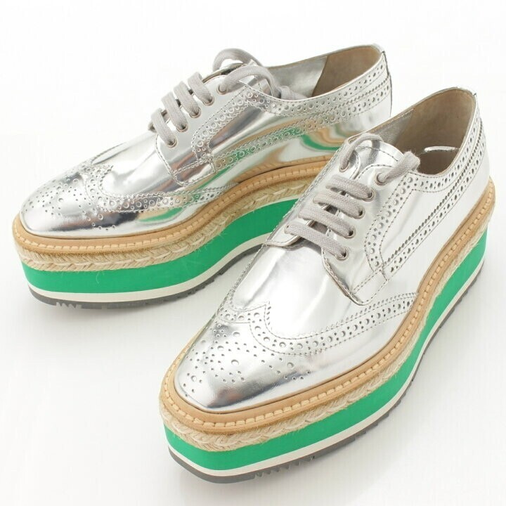 PRADA 厚底ダービー レースアップ シューズ