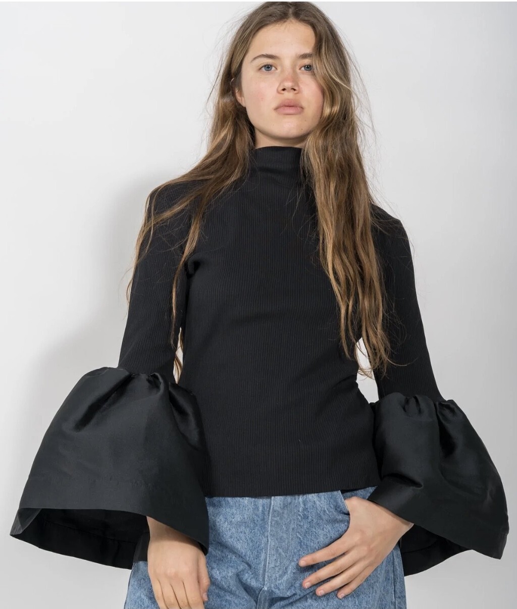 MARQUES ALMEIDA BLACK TURTLENECK PUFF SLEEVE TOP