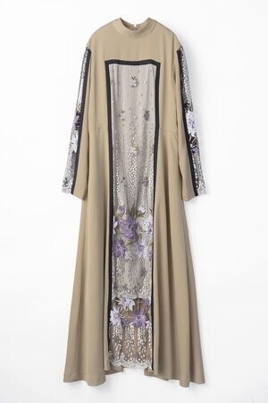 MURRAL framed flower dress(beige)