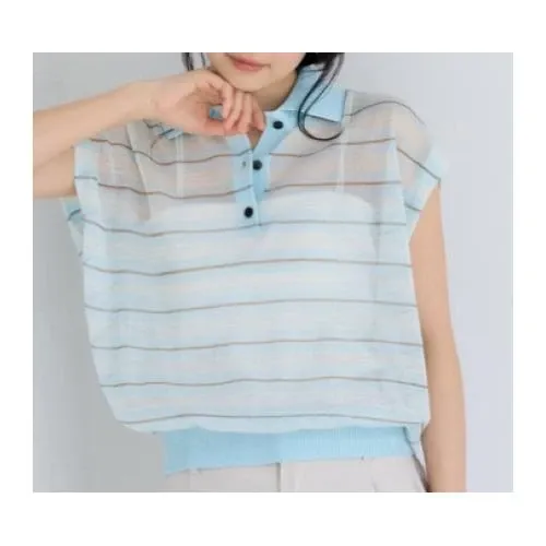 VIS シアーボーダーポロトップス