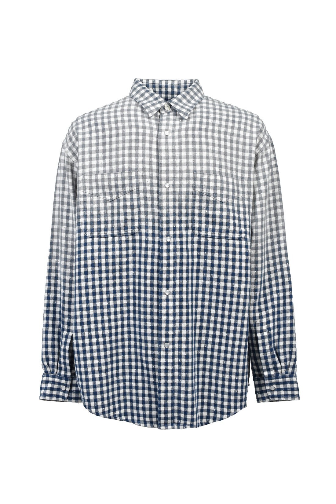 MASU FADED SPARKLING PLAID SHIRT / BLU