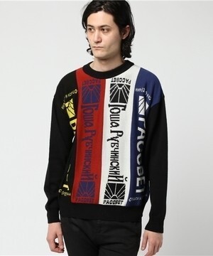 GOSHA RUBCHINSKIY マルチスカーフ柄 クルーネックニット