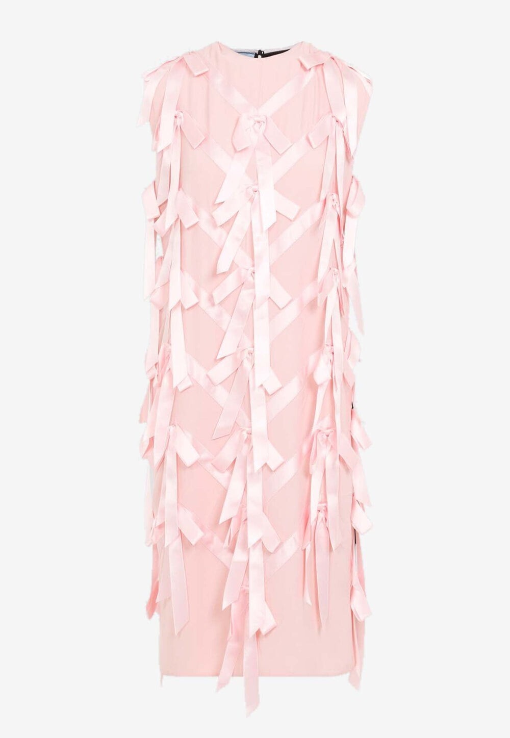 PRADA women's Pink Bow-Embellished Midi Dress
