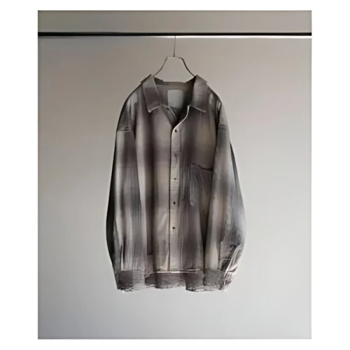 ANCELLM DAMAGED FLANNEL CHECK SHIRT