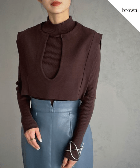 &g’aime Uneck vest knit tops 2piece/986-61012