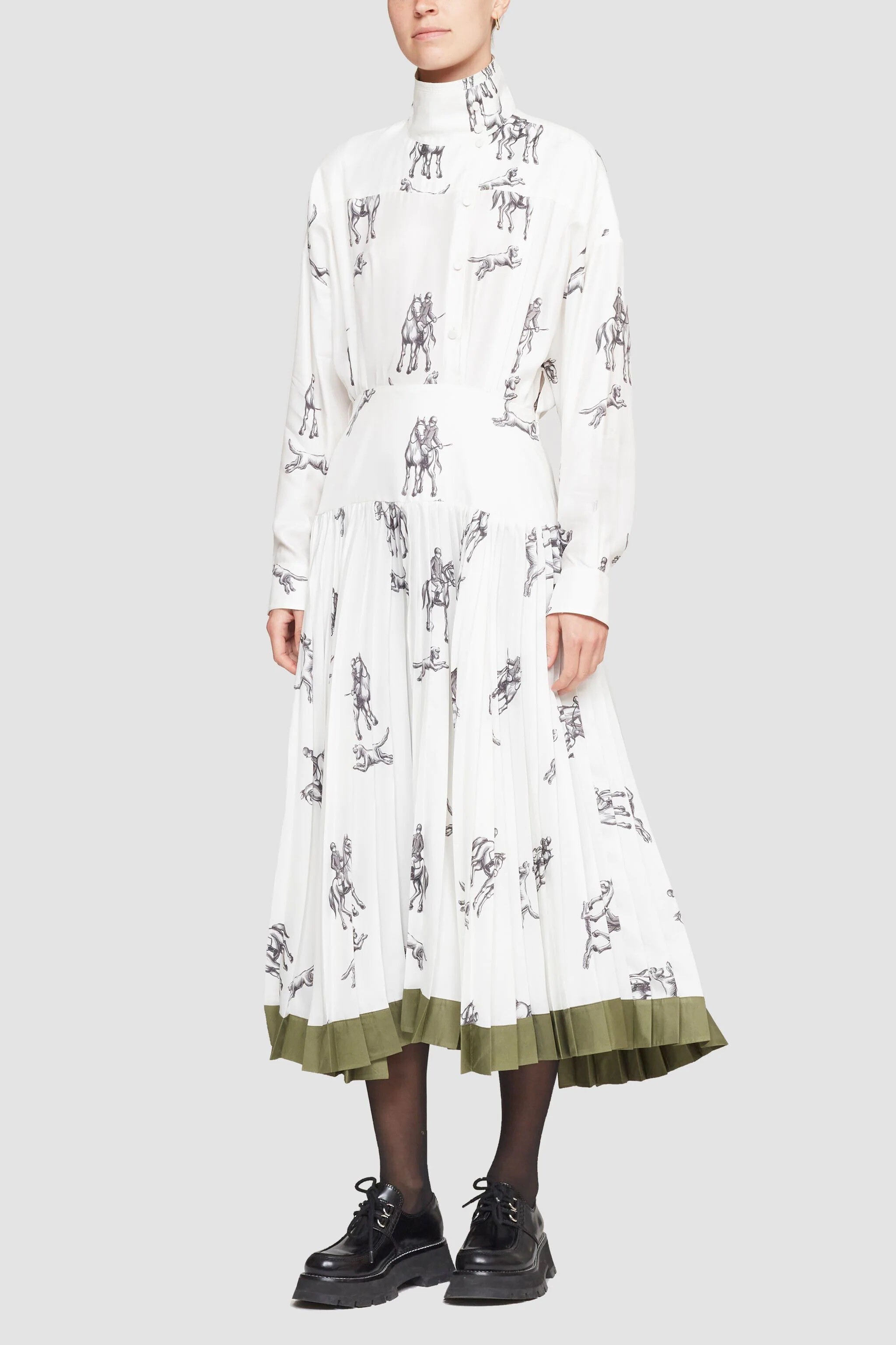 3.1 Phillip Lim Hunting Print Pleated Shirt Dress