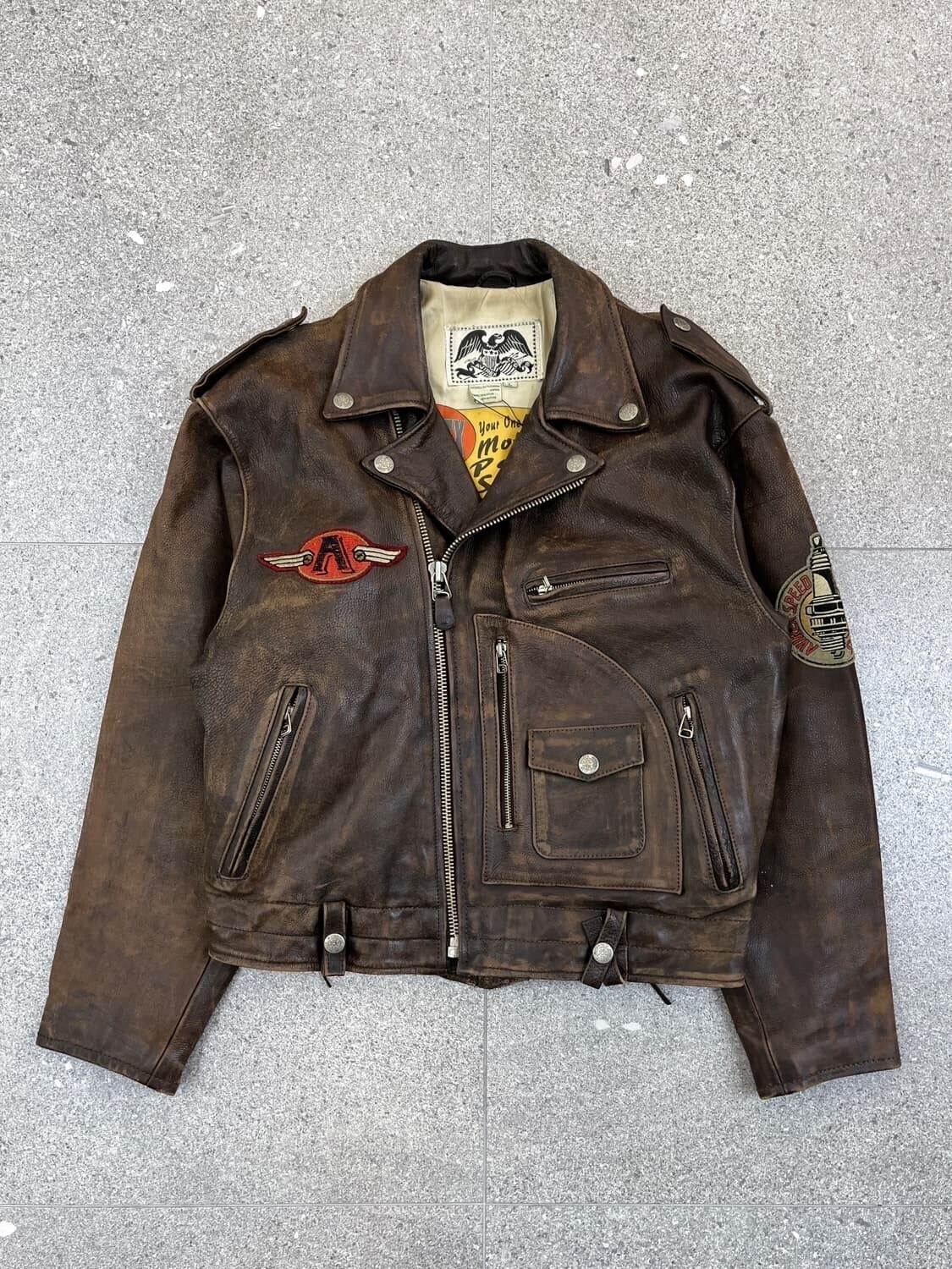 AVIREX 1991’s Transit Equipment Cow Hide Biker Leather Jacket