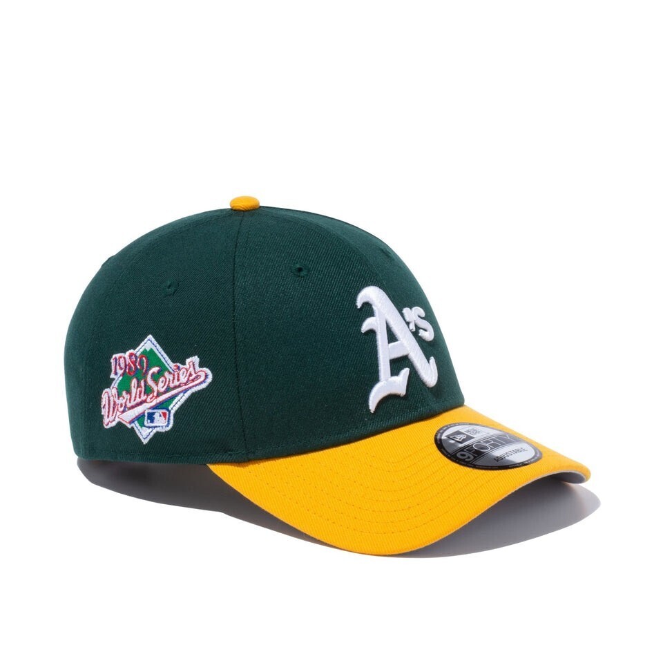 New Era 9FORTY MLBワールドシリーズ オークランド・アスレチックス サイドパッチ ダークグリーン / Aゴールド