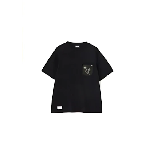 Schott T-SHIRT FLOWER STUDDEDLEATHER PKT