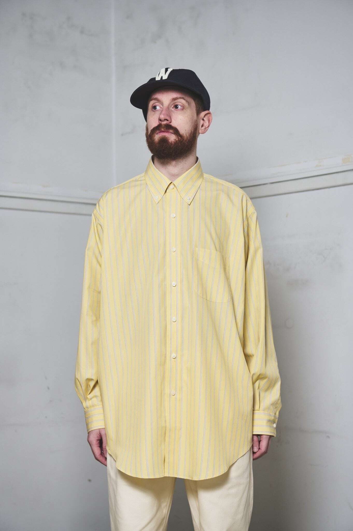 weac. OLD BROOKS BD SHIRTS スーピマコットンイエローストライプ