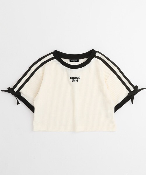 URBAN CHERRY 【さらっと触感】ワッフルリボンラインクロップドTシャツ