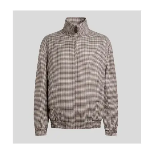 ETRO ギンガムチェック ストレッチ ウール タートルネック ジャケット